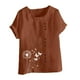 thumbnail image 4 of Vestidos Casuales Para Mujer, Blusas De Mujer De Moda Blusa informal de lino con cuello redondo, manga corta y botones para mujer, 4 of 4