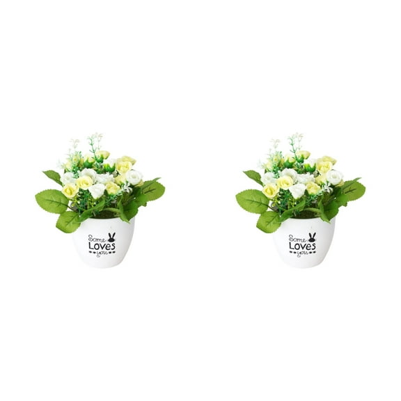 2PCS Potted Artificial Greenery,Realistic with Flowers for Home Desk Decor,Small Tabletop Decorations for Bathroom,Farmhouse,Shelf Centerpiece,Mother's Day,Christmas Gifts