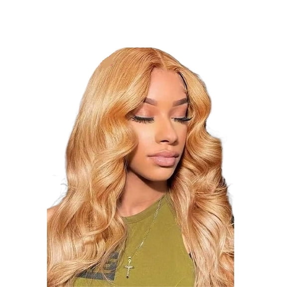 13x6 Body Wave HD Transparent Lace Frontal Wigs Human Hair Honey Blonde Wig 200 Density Pre Plucked