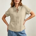thumbnail image 5 of DeHolifer Women's Summer Tops V-Neck Solid Color Casual Lightweight Short Sleeve Tee T-Shirts Khaki L, 5 of 8