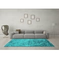 thumbnail image 3 of Ahgly Company Machine Washable Indoor Square Oriental Turquoise Blue Industrial Area Rugs, 7' Square, 3 of 4