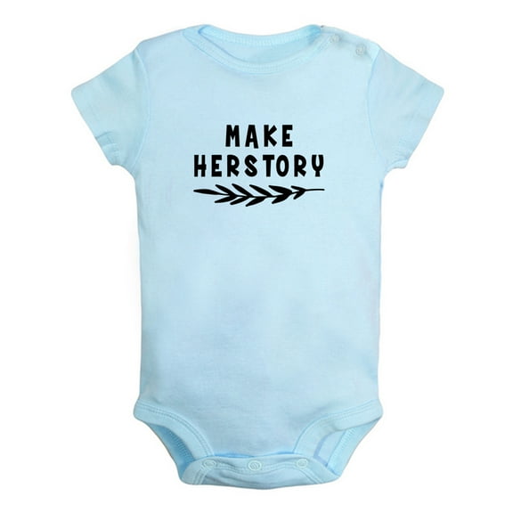 Make Herstory Funny Rompers For Babies, Newborn Baby Unisex Bodysuits, Infant Jumpsuits, Toddler 0-24 Months Kids One-Piece Oufits (Blue, 18-24 Months)