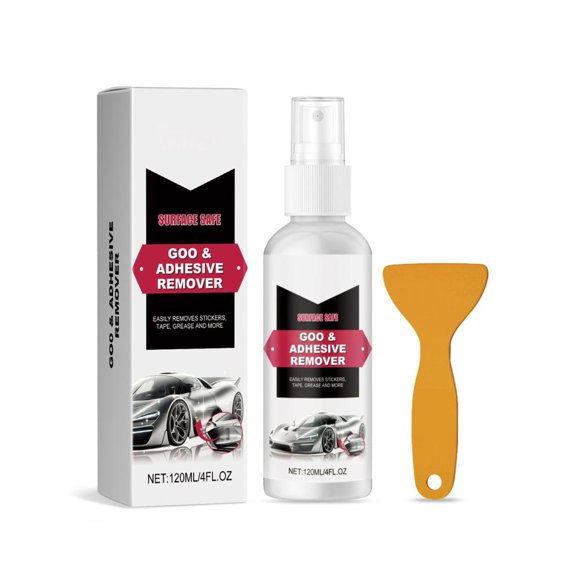 Automotive Adhesive Remover Spray, 120ml Safe Formula for Stickers, Tape Residue, and Glue on Cars, Protects Paint and Trim