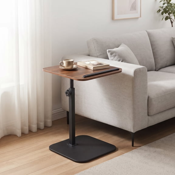 Rolling Laptop Desk with Wood Grain Top