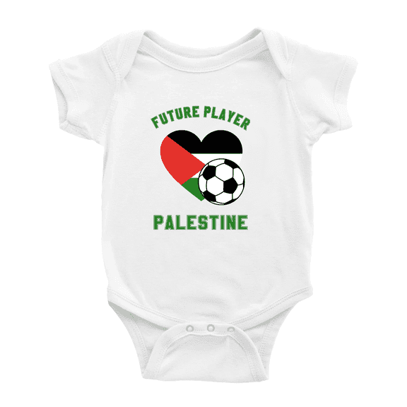 Future Soccer Player Palestine Soccer Fan Cute Baby Rompers Newborn Clothes Outfits (White, 3-6 Months)