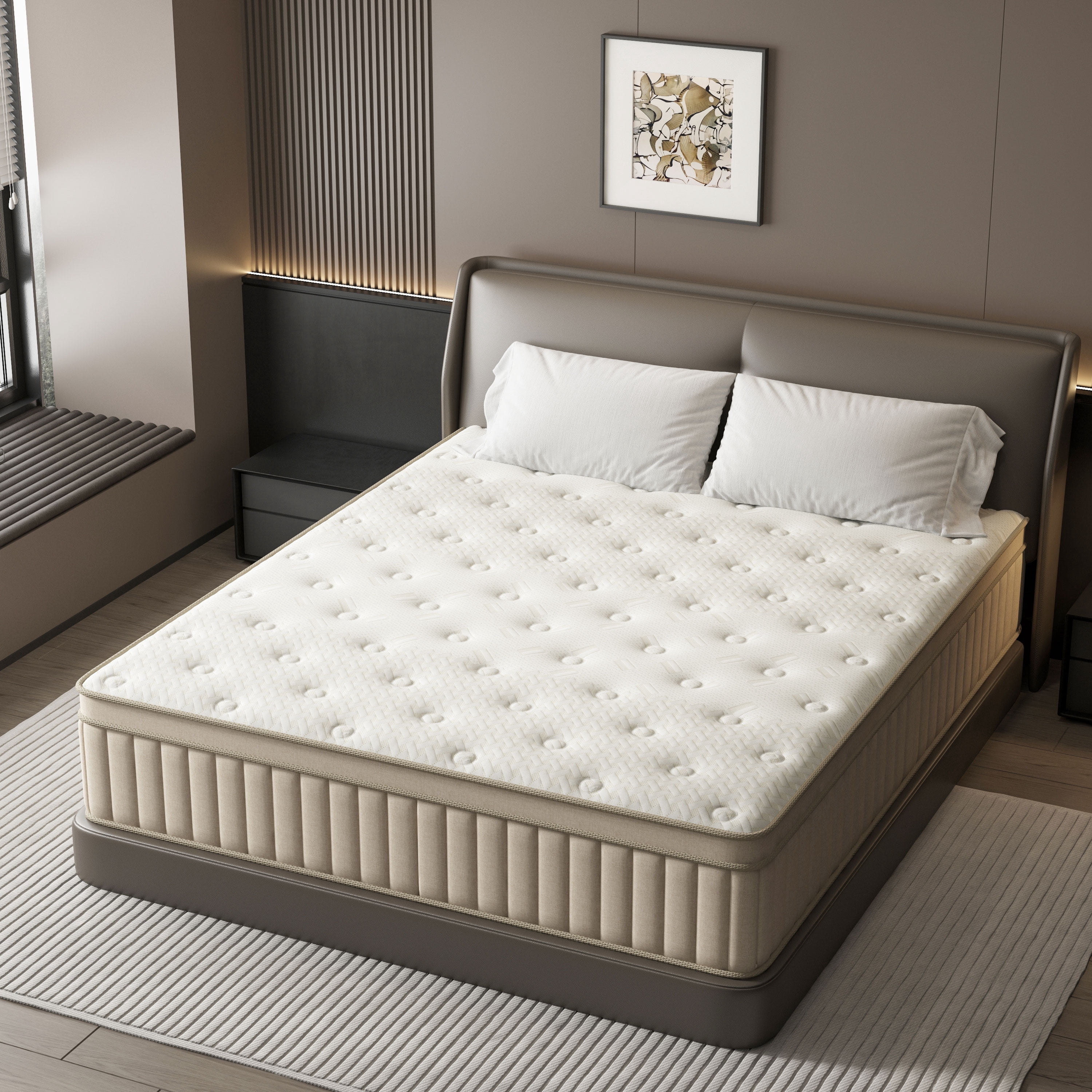 GUUKIN King Mattress, 12 Inch Hybrid Gel Memory Foam Mattress with Individually Wrapped Pocket Coils, Medium Firm Support, Pressure Relief, Mattress in a Box