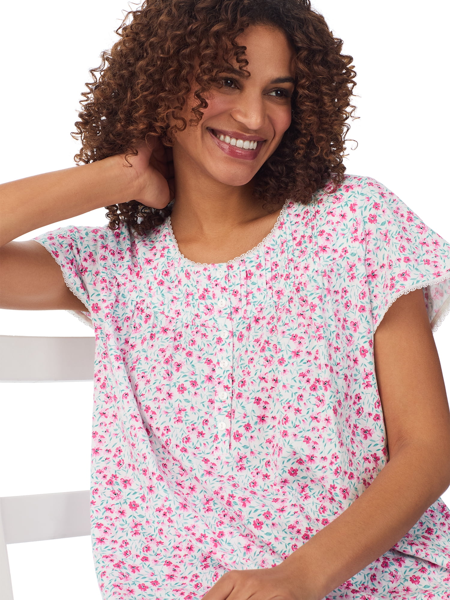 Aria 100% Cotton Short Sleeve Scoop Neck Nightgown with Pockets, Women’s sizes S-5X
