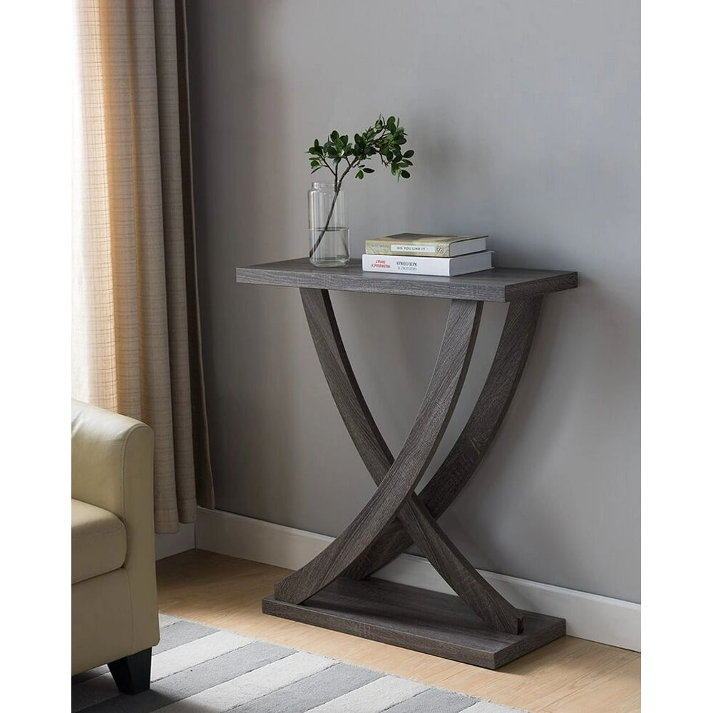 FC Design Minimalist Console Table with Curved Cross Legs in Distressed