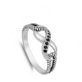 thumbnail image 4 of CHOOSE YOUR COLOR Black CZ Infinity Rope Ring 925 Sterling Silver Thumb Band Female Size 4, 4 of 4