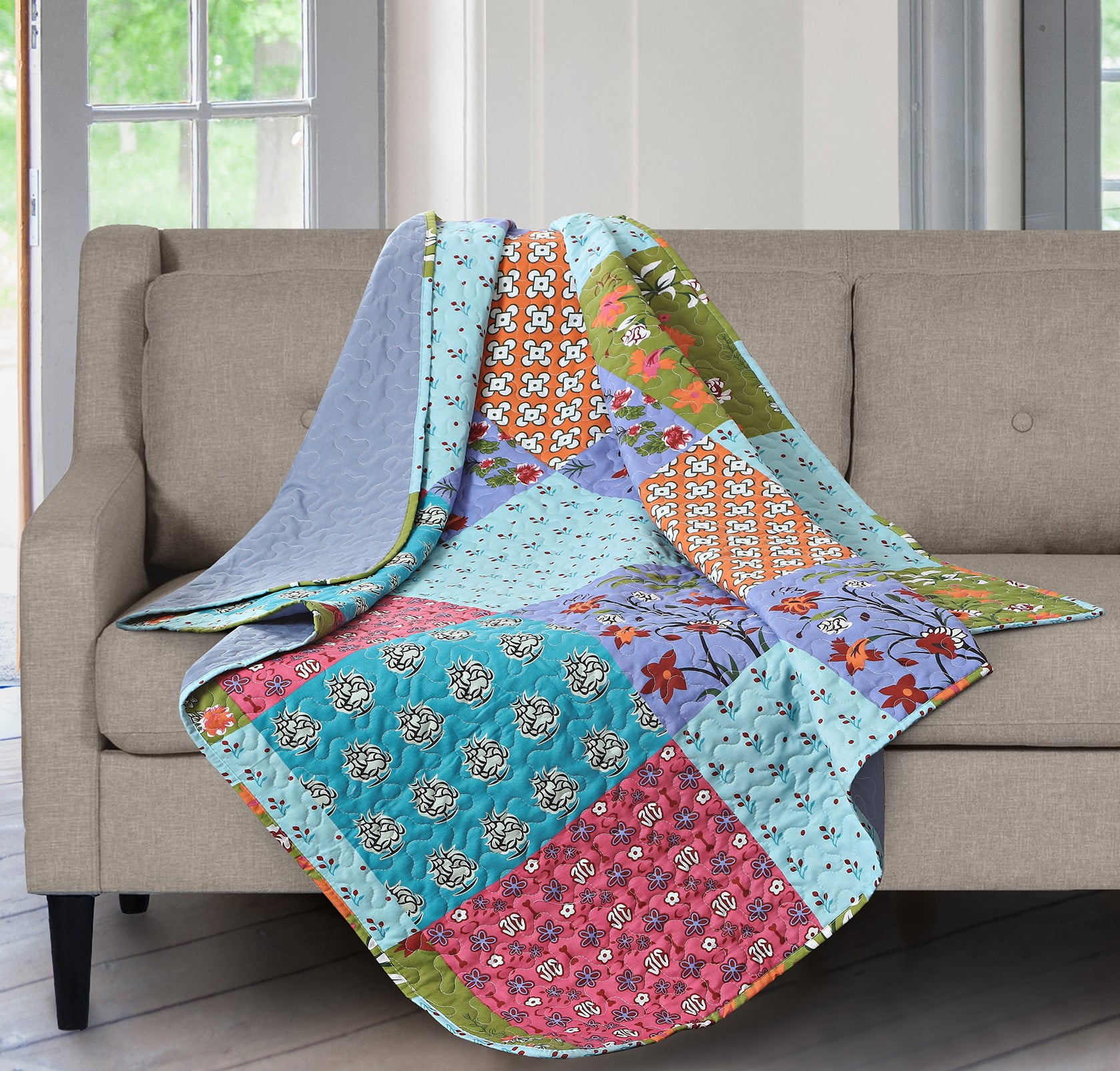 slpr all is bright printed quilted throw blanket (50" x 60") home