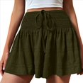 thumbnail image 1 of Pantalones Cortos de para Mujer, de Cintura Alta, con Pierna , Cómodos y Elásticos para Playa y Verano. Verde M, 1 of 6