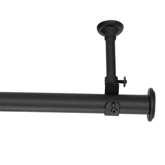 YunNephele Hanging Curtain Rod 36-56 inch Matte Black,1 inch diameter Metal Single Window Curtain Rods Set,Adjustable Ceiling /Wall Mount Drapery Rod