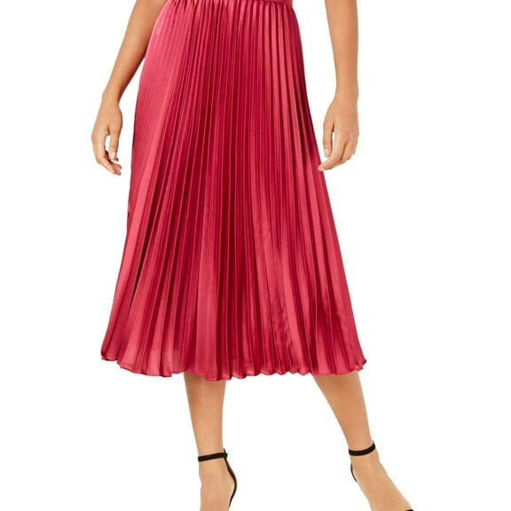 Lucy Paris Womens Solid Pleated Skirt, Pink, Large