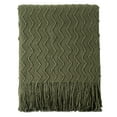 thumbnail image 2 of Olive Green Throw Blanket,Green Textured Knit Throws,Spring Blanket for Sofa Bed,50"x60", 2 of 8