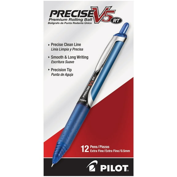 Precise V5RT Retractable Roller Ball Pen 0.5mm, Blue Ink/Barrel