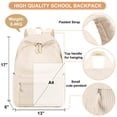 thumbnail image 4 of Mochila escolar BTOOP para niñas adolescentes de pana beige con lonchera, 4 of 6