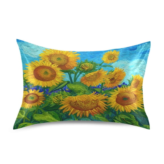 Satin Pillowcase Home Luxury Envelope Pillowcases Soft And Smooth Sunflower Garden