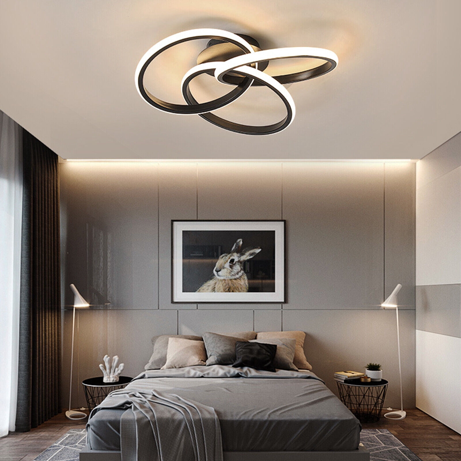 30W Modern LED Acrylic Ceiling Light Flush Mount Lamp Chandelier Living Room Bedrooms Remote W/o Bulb