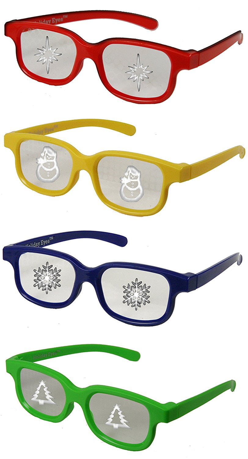 Plastic Christmas Glasses 4 Pairs Holiday Eyes? See Snowflakes