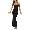 thumbnail image 4 of STETMN Women Elegant Satin Off The Shoulder Ruched Backless Maxi Dress Strapless Tube Sleeveless Dress, 4 of 7