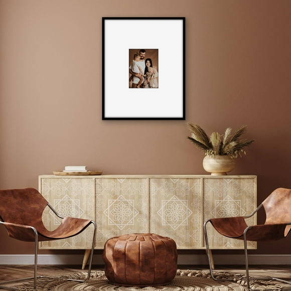 Americanflat 24x30 Picture Frame with Polished Plexiglass - Use as 9x12 Frame with Mat or 24x30 Frame Without Mat - Streamline Collection - Thin Photo Frame for Wall Display - Black