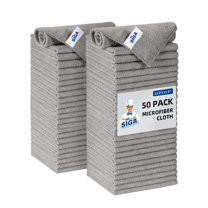 MR.Siga Microfiber Cleaning Cloth, Streak Free Cleaning Rags,All-Purpose Cleaning Towels, 50 Pack, Size 11.8"x 11.8", Gray