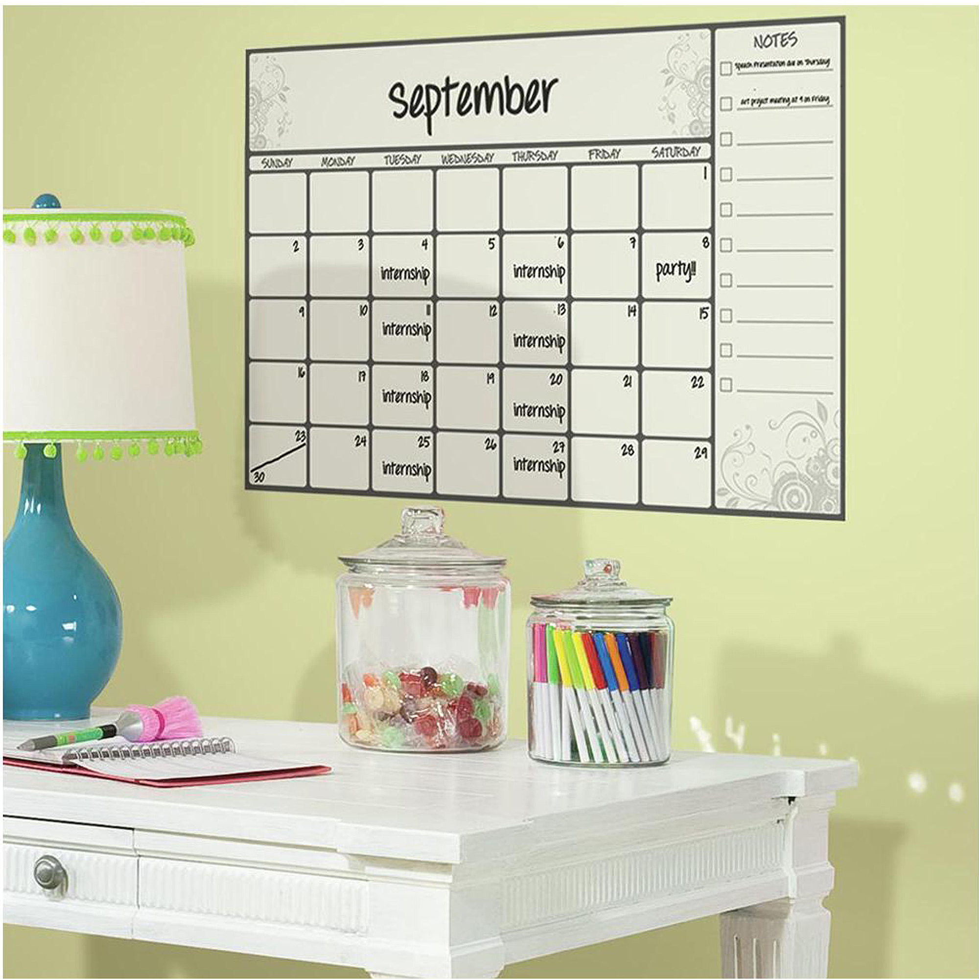 RoomMates Scroll Dry Erase Calendar Peel and Stick Wall Decal