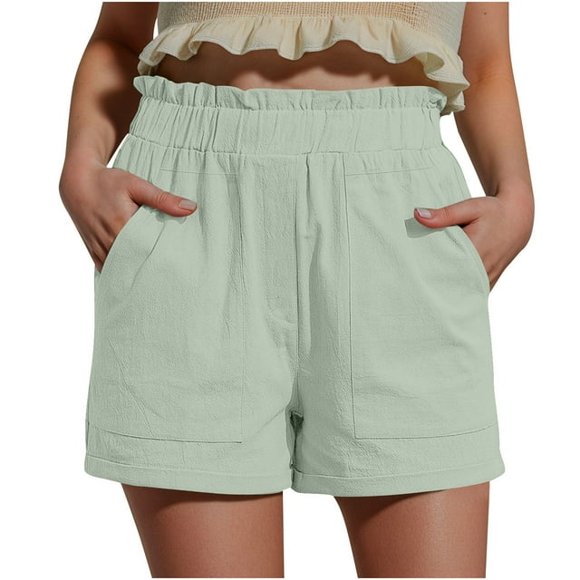 FNFYFH Clearance Womens Training Loose Fit Solid Color Summer Running Shorts Lightweight Workout Shorts,Green