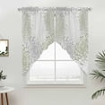 thumbnail image 2 of Sage Green White Kitchen Window Curtains, Swag Curtains Valance for Bedroom Living Room Bathroom, Abstract Grey Chrysanthemum Flower Rod Pocket Window Treatment Curtain Block Drapes 2 Panels 28"x36", 2 of 6