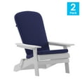 thumbnail image 5 of Emma + Oliver Set of Two All-Weather Poly Resin Folding Adirondack Chairs for Indoor/Outdoor Use in White with Blue Cushions, 5 of 15