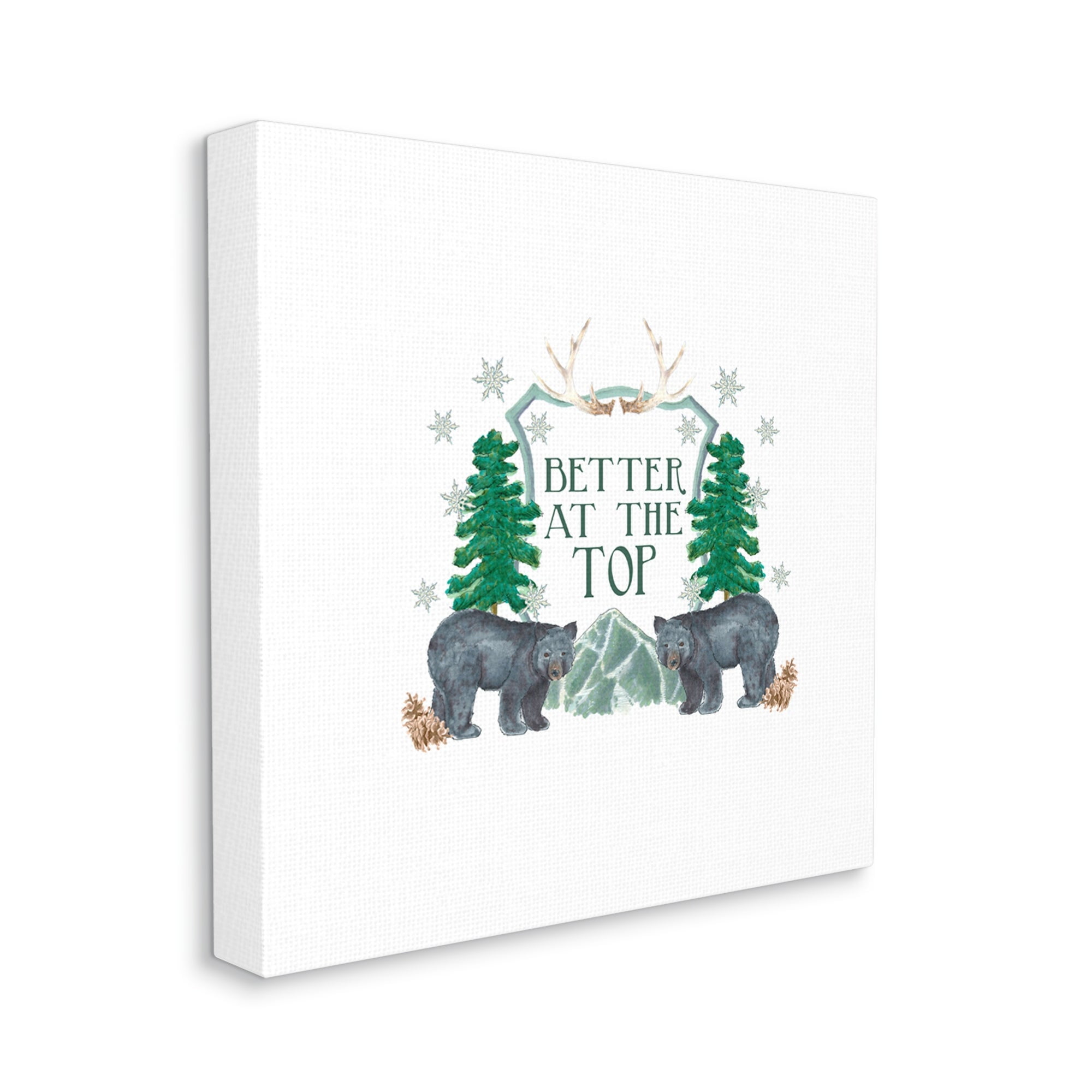 Stupell Industries Better At The Top Adventure Saying Bears Trees Scene Graphic Art Gallery Wrapped Canvas Print Wall Art, Design by Dishique