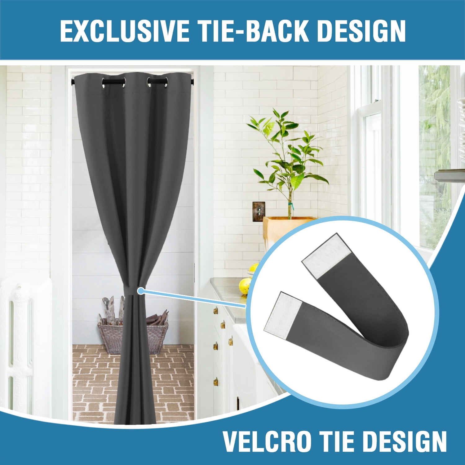 H.VERSIALTEX Blackout Curtains for Doorways and Closets, Thermal Insulated Room Dividers (Charcoal Gray, 42" x 80", 1 Panel)