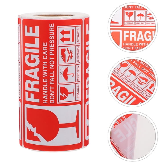 WORGEOUS Packing Labels 1 Roll Fragile Warning Sticker Adhesive Material for Logistics Companies
