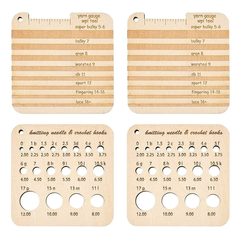 2023 Clearance 4 Pieces Of Wooden Knitting Thread Gauge, 2 Pieces