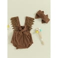 thumbnail image 4 of Hirigin Newborn Baby Girl Lace Romper 3 6 12 18 Months Sleeveless Ruffle Bow Decorated Romper Jumpsuit Bodysuit with Headband, 4 of 8