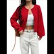 thumbnail image 1 of Cárdigan Corto de Punto con Botones para Mujer, Moderno Cárdigan de Otoño con Cuello Redondo y Larga. Rojo S, 1 of 7
