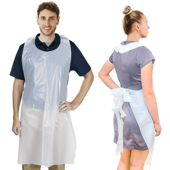 White Disposable Poly Aprons, 1 Mil Low Density PE, 1000 Count, 28 x 42 in