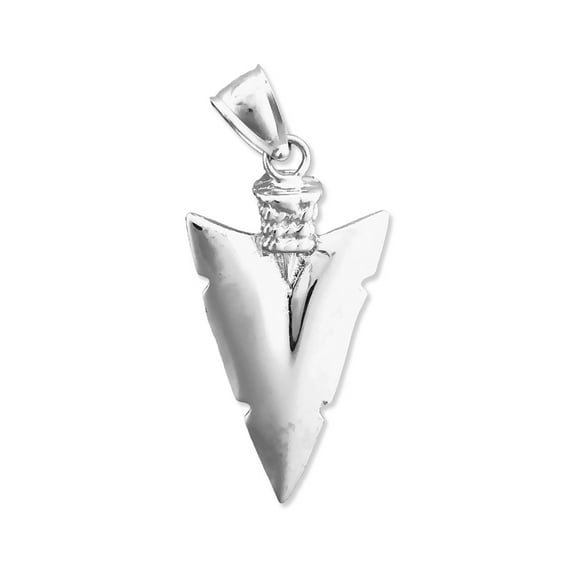 Rhodium Plated 925 Sterling Silver Western 3D Arrowhead Pendant