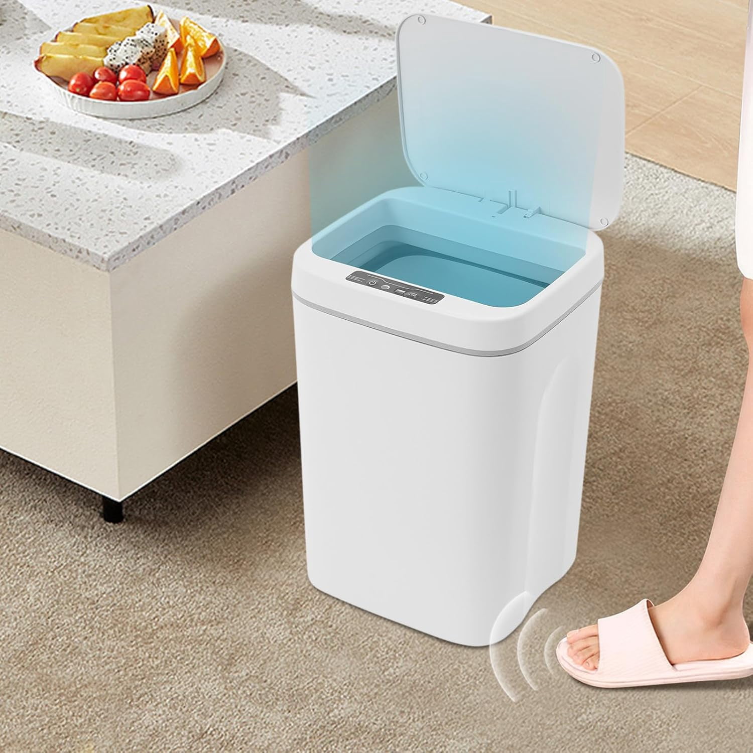 Automatic Trash Can 4.2 Gallon/16L Infrared Motion Sensor Plastic Trash Bin with Lid Touchless Garbage Can for Kitchen Bathroom Bedroom Living Room Office Outdoor