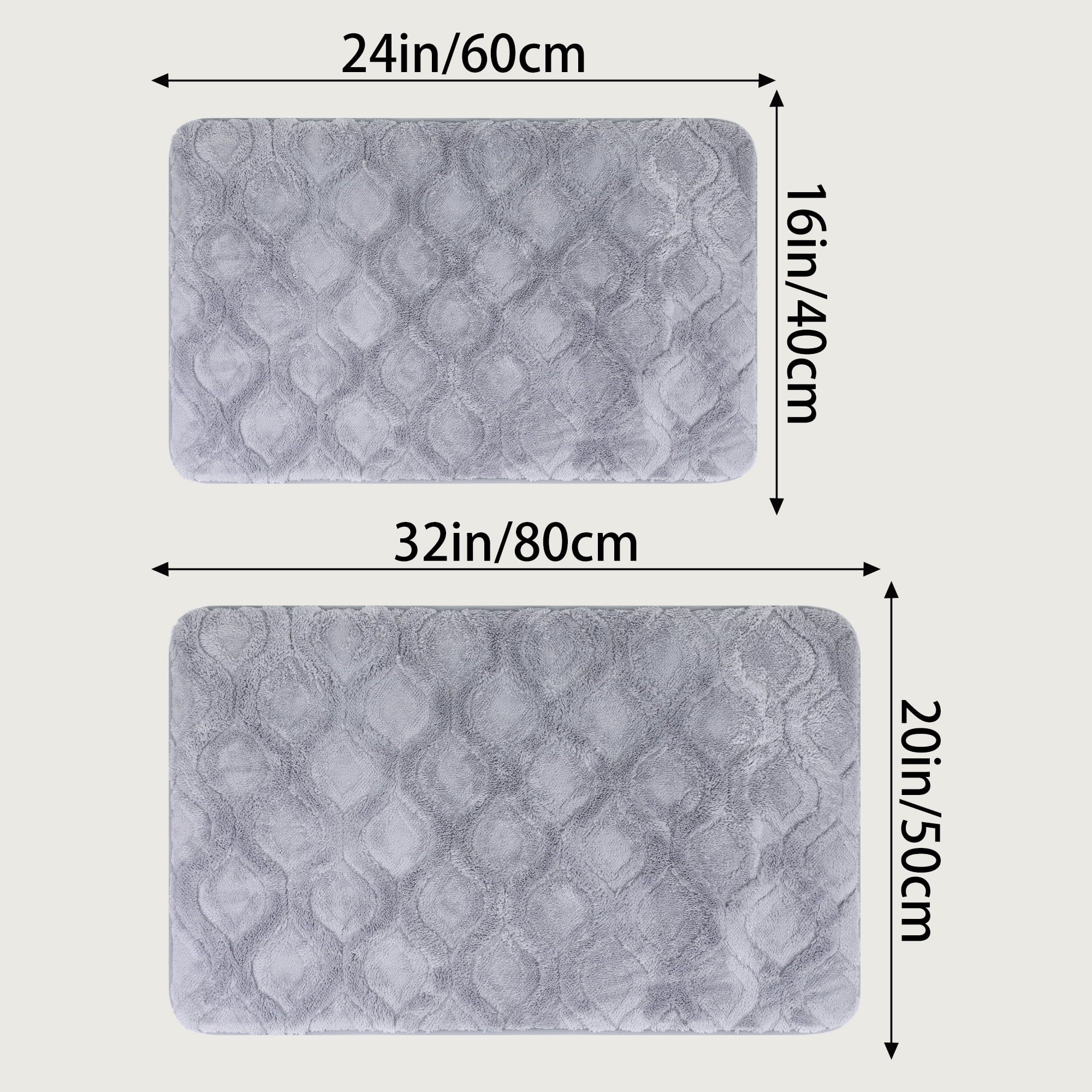 Unique Bargains Bathroom Rug Soft Non Slip Washable Mat Grey 20" x 32"