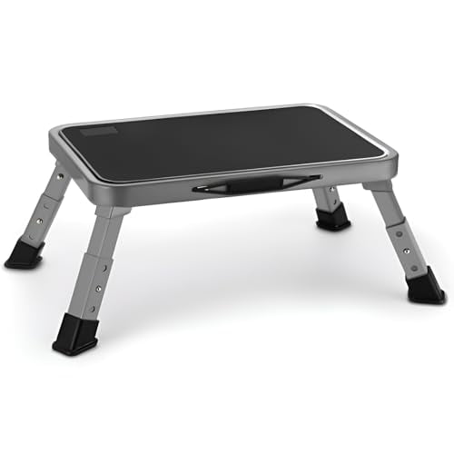 Foldable Step Stool  Adjustable With A Non-slip Platform Ladder Thick Rubber Feet For Adults Or In Kitchen Bedroom Office Rv 330 Lbs Capacity