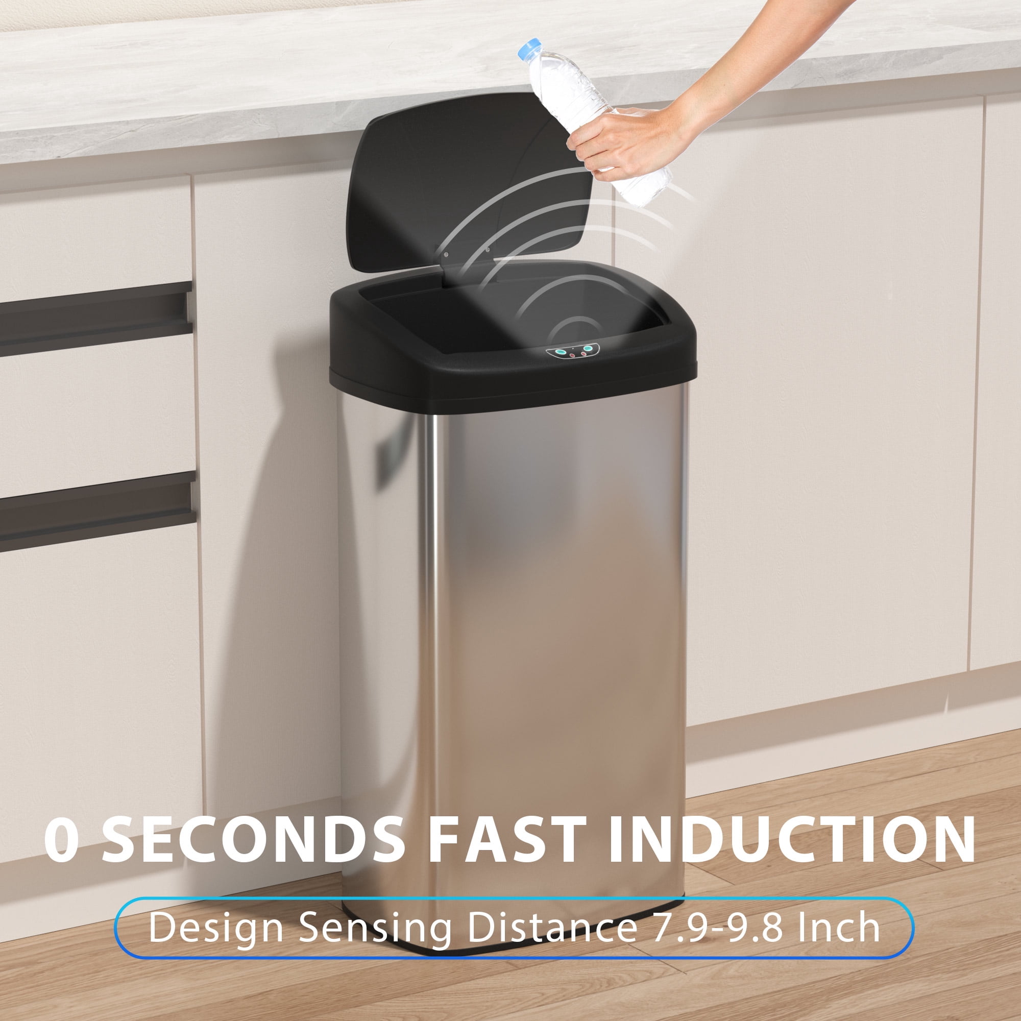 CL.HPAHKL 22 Gallons Automatic Sensor Stainless Steel Trash Can, Touchless Garbage Bin with Sensor Lid for Home, Kitchen & Office Waste Solution, 82L Large - Capacity, Silver
