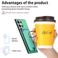 thumbnail image 3 of Phone Case for Samsung Galaxy S24 Ultra, Ultra Slim Phone Grip Ring Stand PU Leather Detachable Magnetic Credit Card Holder Drop Protective Case Cover Compatible with Samsung Galaxy S24 Ultra, Green, 3 of 8
