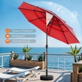 thumbnail image 5 of TINKLE WELL 9.2FT Outdoor Solar Umbrella with 32 LED Lights, 3-Tier with Tilt & Easy Crank Market Umbrella for Backyard & Beach, Red, 5 of 8