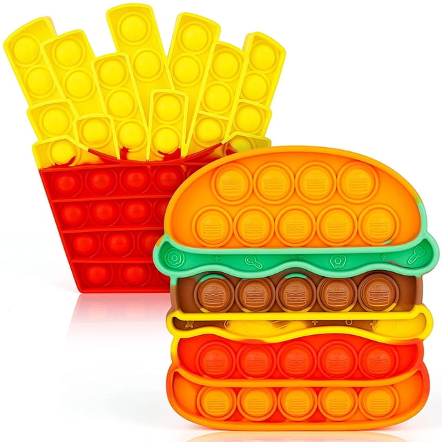 Pop Fidget S Its, Bubble Popping Sensory Fidget para adultos y niños, Push It Stress Pop Stress para el autismo, Sensory Popper Juego educativo para niños, Formas de hamburguesas y papas fritas Xemadio WMCH-169