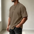 thumbnail image 5 of VEXRO Waffle Henley Tee Tops for Men Classic Fit Short Sleeve Knit Button Shirts for Casual & Daily, 5 of 7