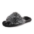 thumbnail image 4 of Viluyesy Womens Slide Slippers Open Toe Slip On Shaggy Faux Fur Cushioned Memory Foam Non Slip Warm Indoor House Shoes Soft Comfort Flat Slides Black Size 7.5-8.5, 4 of 9