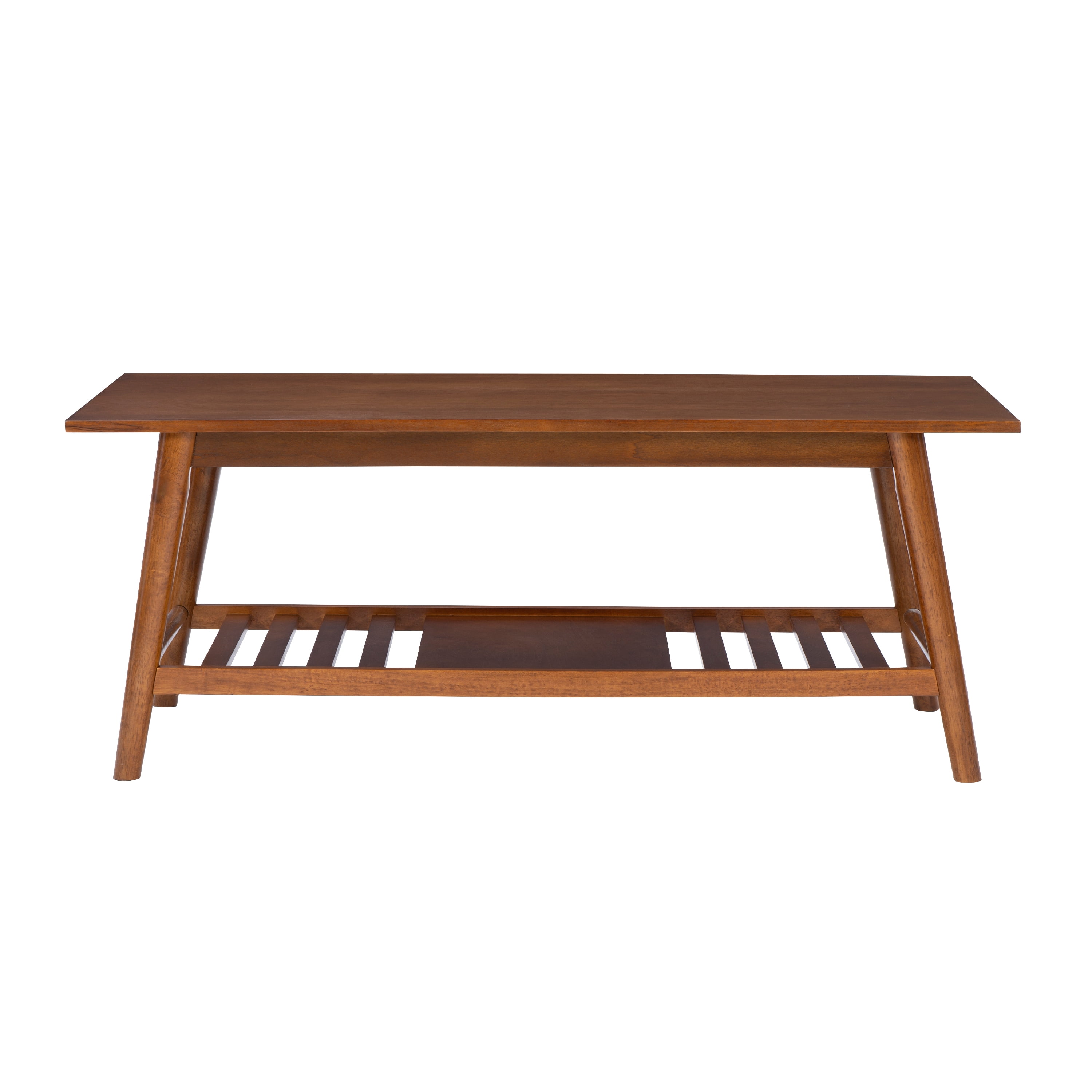Linon Ashville Mid-Century Coffee Table with Shelf, Walnut