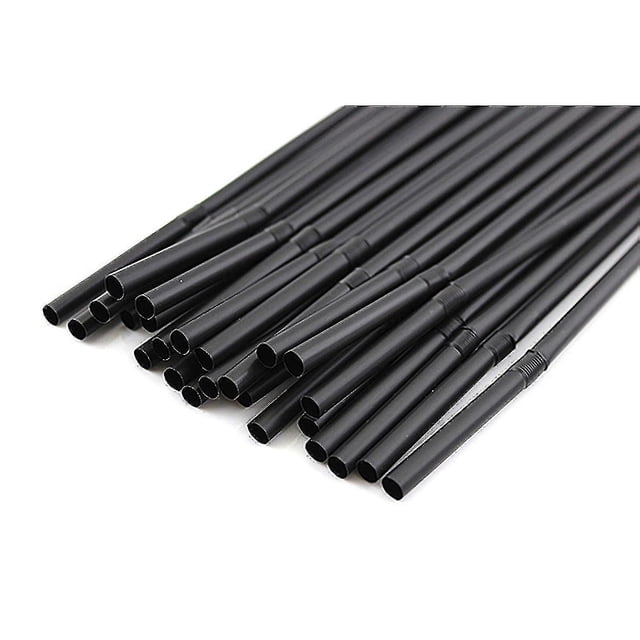 100/1000 Uds pajitas flexibles negras para beber fiesta de boda