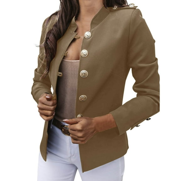 eileial Jackets for Women Blazer Jackets for Women, Women Loose Top Long Sleeve Casual Jacket Ladies Office Wear Coat Blouse Winter Coats for Women,Khaki L